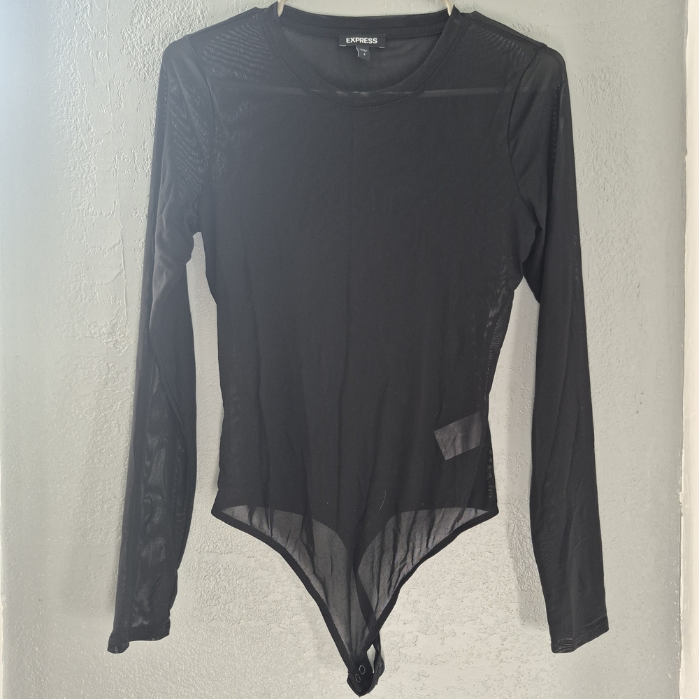 Sheer Black Long Sleeve Bodysuit